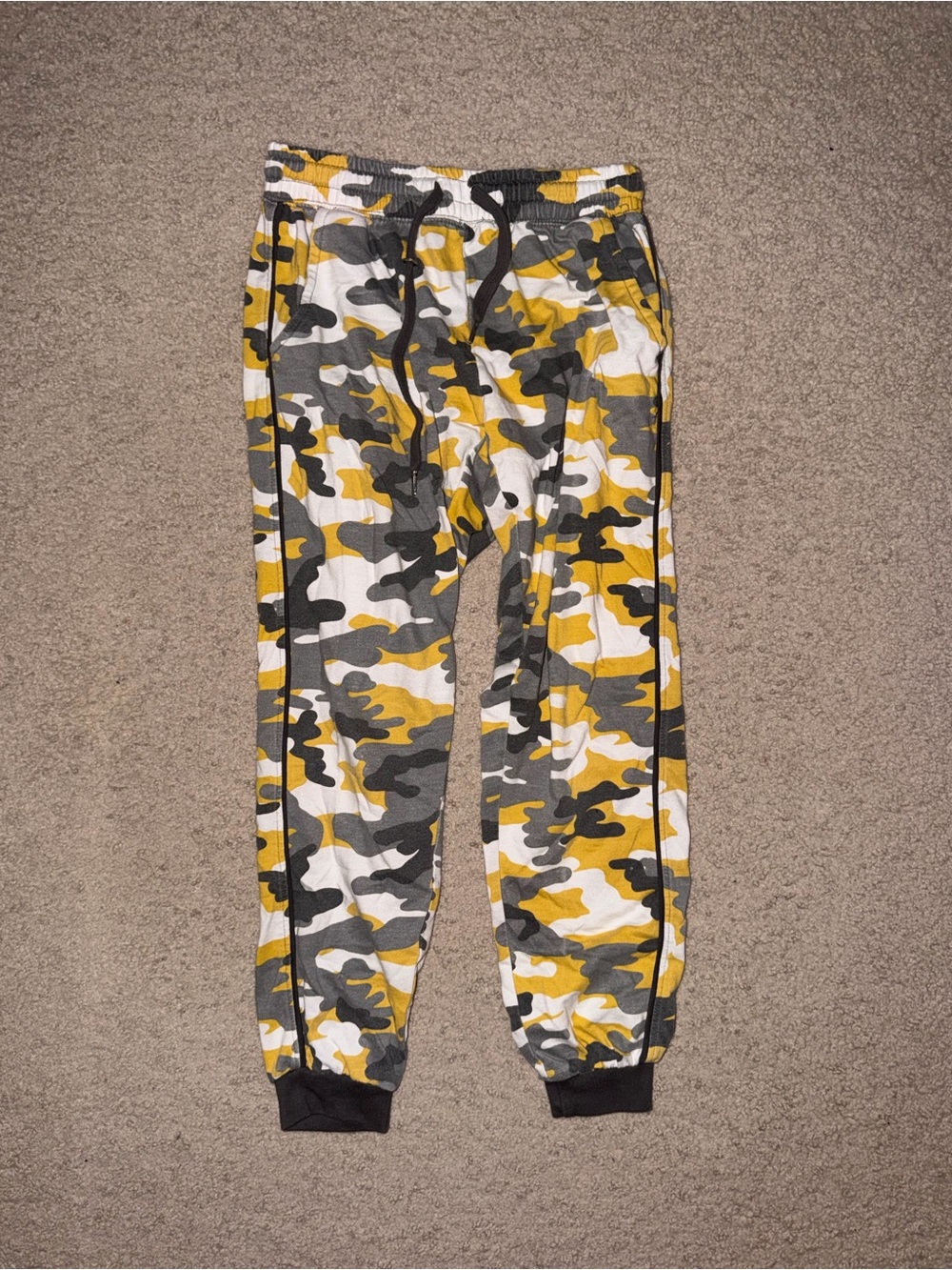 Ultra Flirt Women’s Yellow, Gray & White Camo Jogger Pants